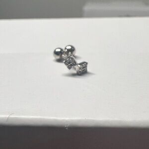 Elegant Tiny Square Silver Stud Nose/Earrings